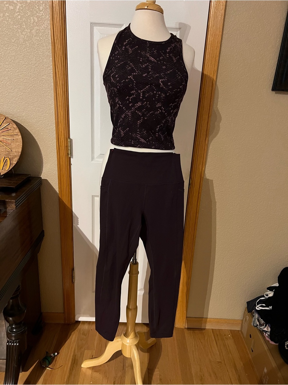 RBX Women's Black High-Rise Cropped Leggings & matching top